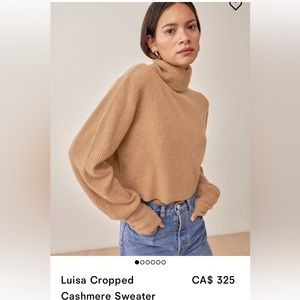 Reformation Luisa pure cashmere crop sweater S